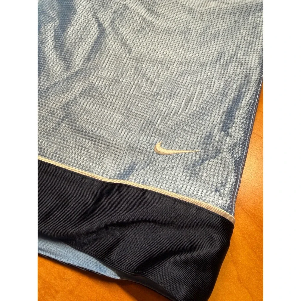 Y2K Nike Mens Basketball Shorts Light Blue Navy Trim Dazzle Athletic Size Large